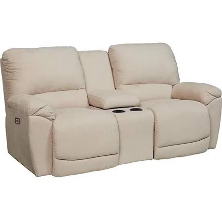 Casual Power La-Z-Time® Full Reclining Loveseat with Center Console and Cup Holders